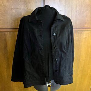 Chico's Size 4 Black Sateen Denim Jacket